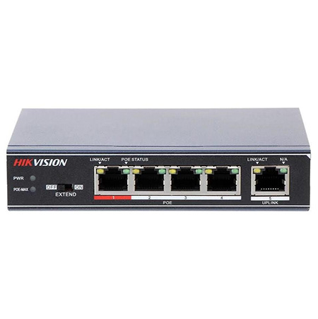 SWITCH POE 4 PUERTOS HIKVISION DS-3E0105P-E/M NO ADMINISTRABLE