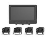 HIKVISION AE-VD2501A-A Kit  de Monitoreo Local / 4 Cámaras 1080p para Exterior (IP68) y Pantalla LCD de 7" a Color / Memoria Micro SD de 64 GB (Expandible a 512 GB) / Soporta Cambio de Cámara al Dar Reversa al Vehiculo / Accesorios de Instalación